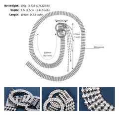 Crystal Chain Belts For Women Rhinestone O Ring Waistband Belt For Dress