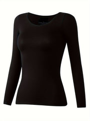 Women's Solid Thermal Underwear Long Sleeve Top