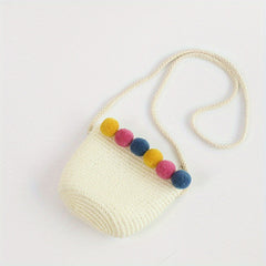 Girls Cartoon Crossbody Bag Baby Coin Purse Straw Beach Bag