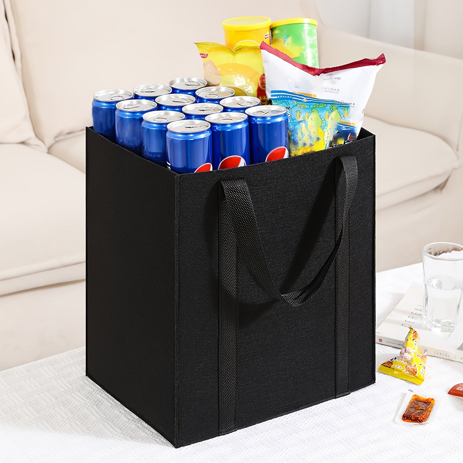 Large Capacity Felt Shopping Bag Double Handle Strong Load-bearing Household Sto