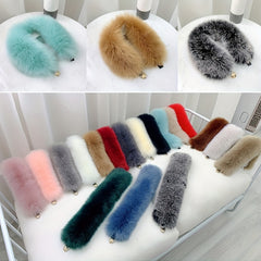 Women's Faux Fox Fur Scarf Thick Warm Collar with Pair Buckle Neck Scarf