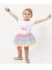 Girls Colorful Star & Dot Sequin Mesh Dancing Skirts For Kids Party