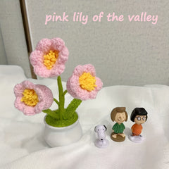 Hand-Woven Wool Crochet Pots for Flower Planting - Sunflower, Lily of the Valley