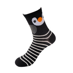 4 Pairs Striped Owl Geometric 3D Textured Women's Socks