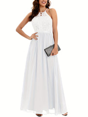 Lace Splicing Halter Neck Aline Dress For Party