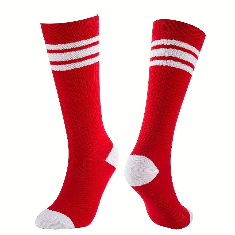 Girls Kids Unisex Cotton Knee High Socks Triple Stripes School Socks