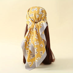 Floral Print Shawl Large Satin Square Scarf Bandana Turban