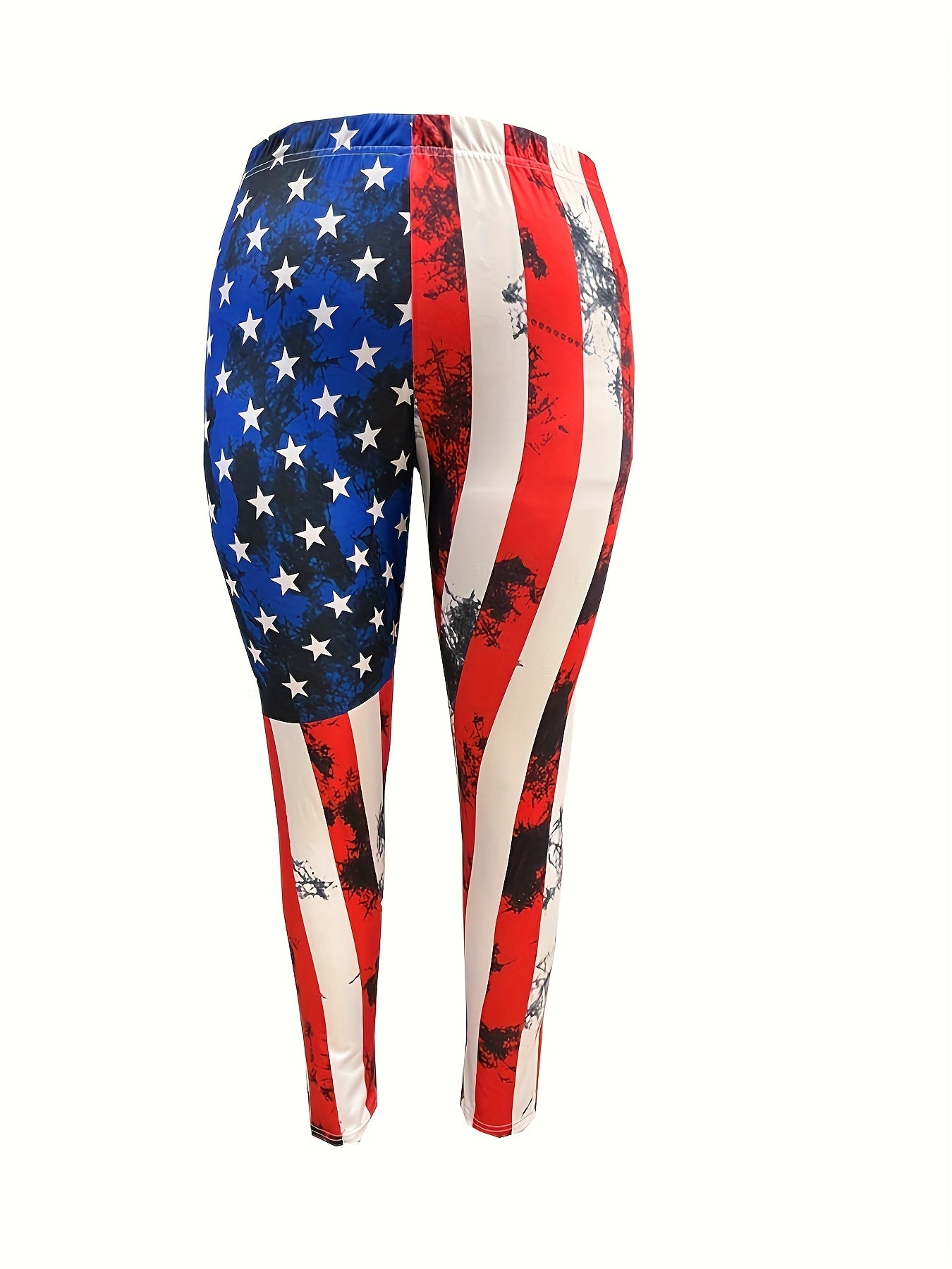 Flag Print Stretchy Skinny Leggings Women's Casual Clothing