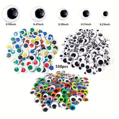 550pcs Craft Sticker Wiggle Eyes Mixed Sizes DIY
