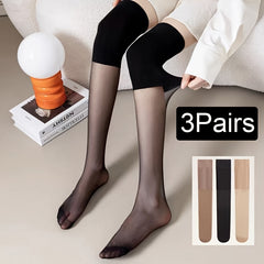 3 Pairs Contrast Mesh Over The Knee Socks Women's Stockings