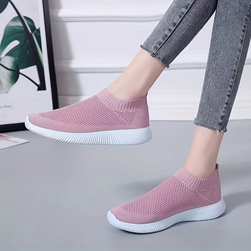 Women's Breathable Knit Sneakers Lightweight Slip On Shoes