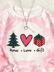 Girls Polka Dot Graphic Sweatshirt Crewneck Pullover Tops