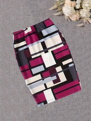 Geo Pattern Sheath Skirt Casual Women's Clothing