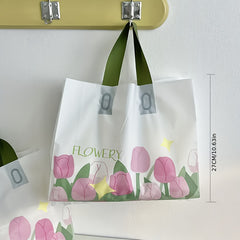 6pcs Tulip Clothes Shop Tote Bag Plastic Shopping Gift Packaging Bag