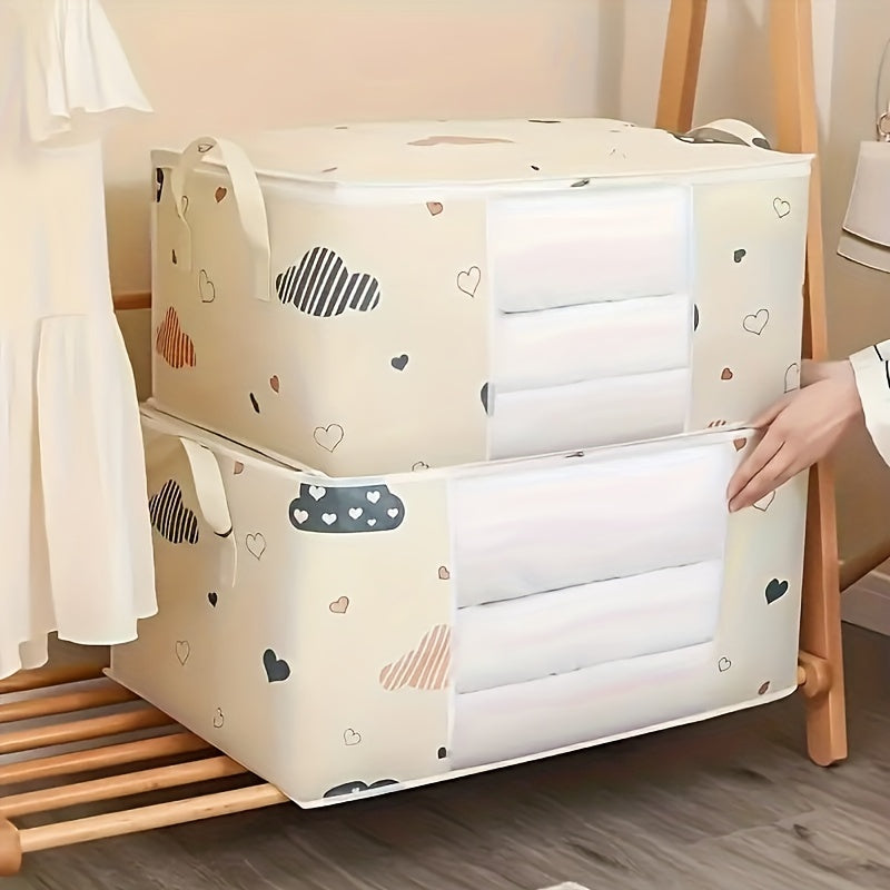 Non Woven Fabric Clothes Storage Bags With Window & Handles 3pcs