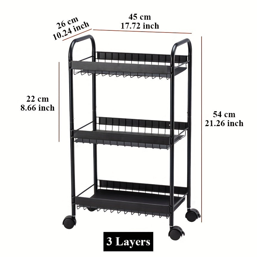 Small Cart Storage Rack Carbon Steel Kitchen Vegetable Fruit Basket