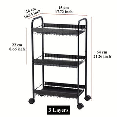 Small Cart Storage Rack Carbon Steel Kitchen Vegetable Fruit Basket