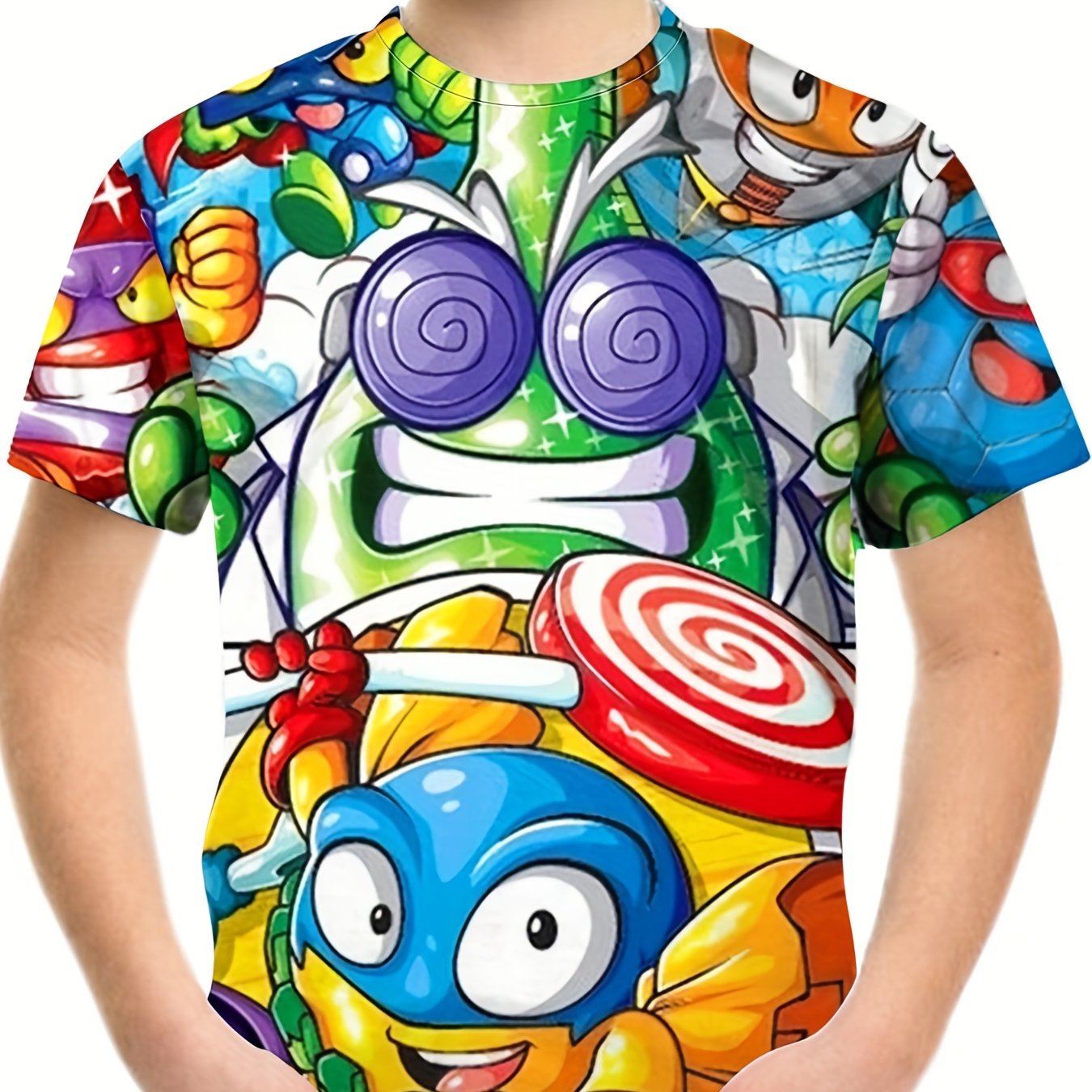 Boys' 3D Cartoon Graphic Tee - Summer Outdoor Wear