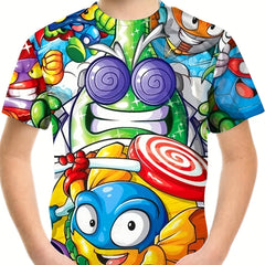 Boy's Cartoon Graphic T-shirt for Summer Outdoor