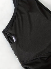 Hollow Out One Piece Swimsuit High Cut Deep V Neck Bathing Suit