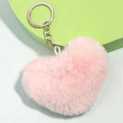 Fluffy Love Heart Keychain Faux Fur Handbag Pendant