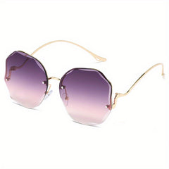 Polygon Rimless Polarized Sunglasses Gradient UV Protection Glasses