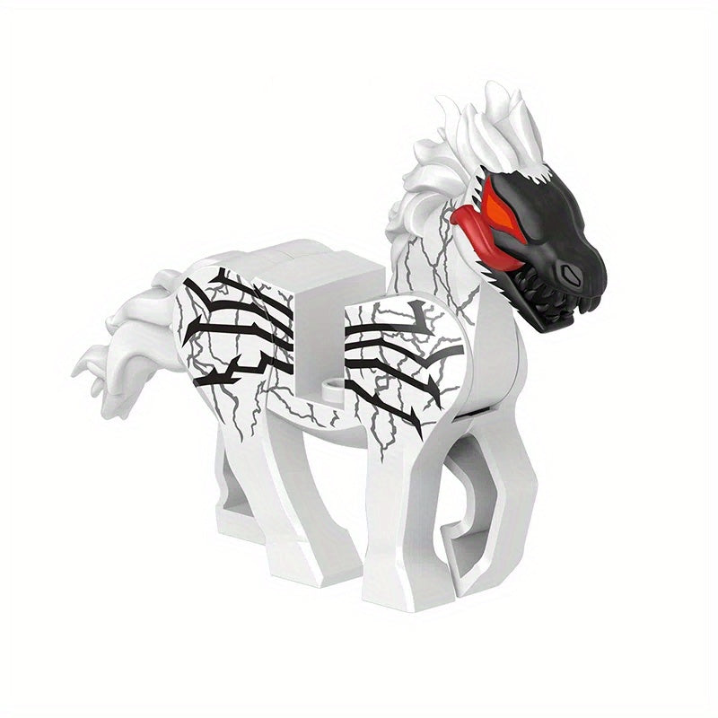HHLXGG Evil Horse Model Figure Red Grey Cracked Pattern Statue