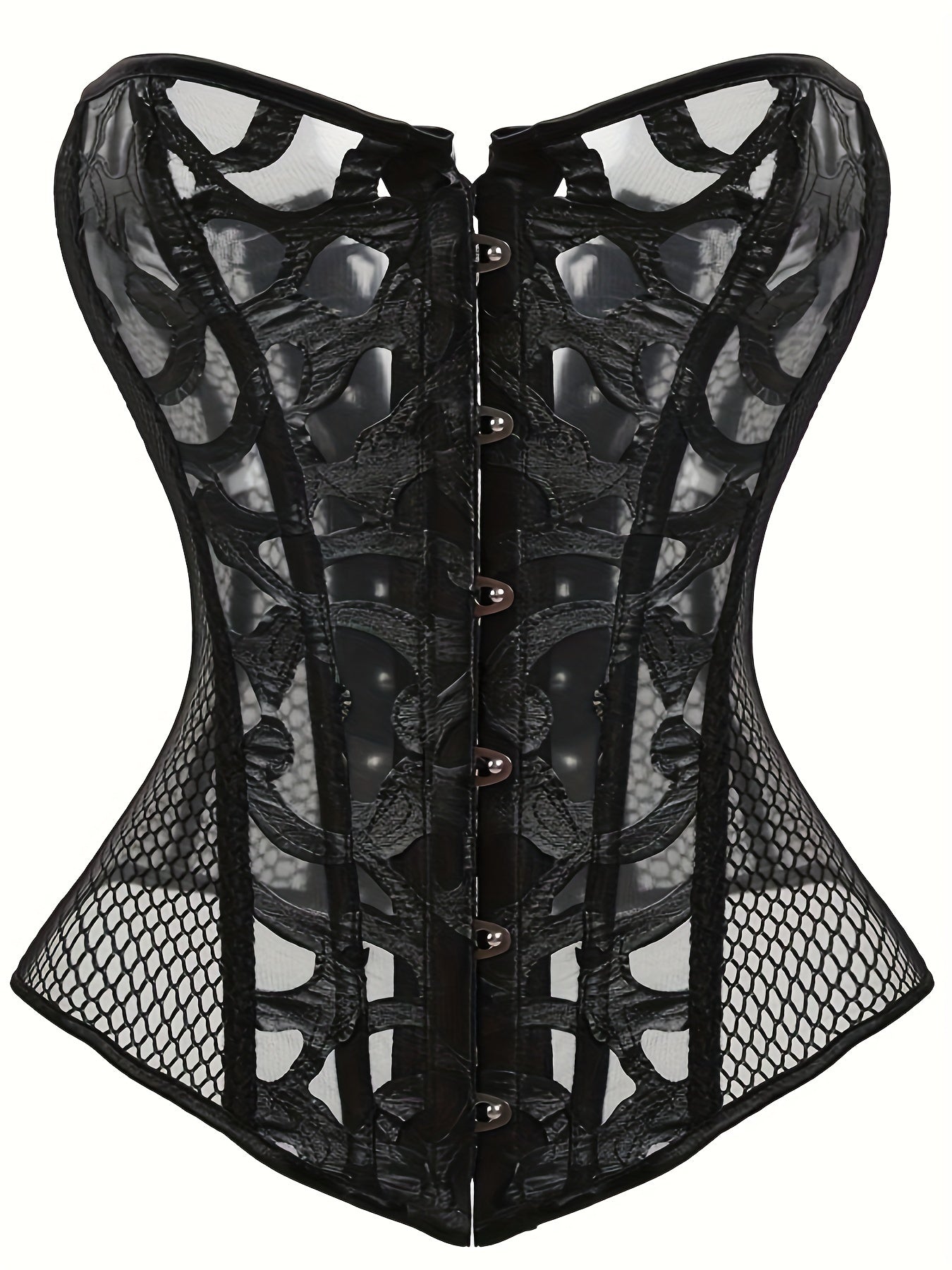 Mesh Strapless Corset Bustier Tummy Control Lace Up Body Shaper