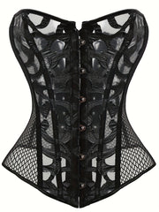 Mesh Strapless Corset Bustier Tummy Control Lace Up Body Shaper