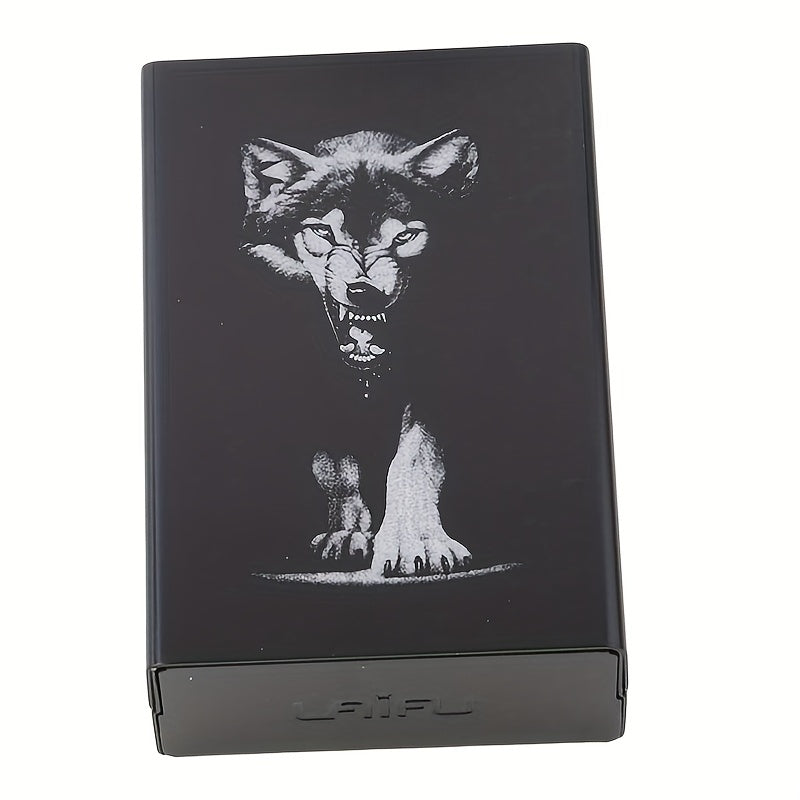Wolf Pattern Cigarette Case Holder Automatic Pop up
