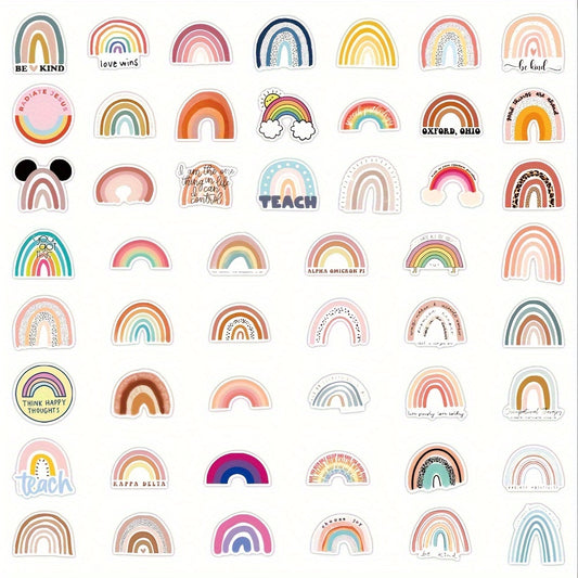 50pcs Rainbow Stickers Laptop Phone Water Bottle Tablet Luggage Cup Car
