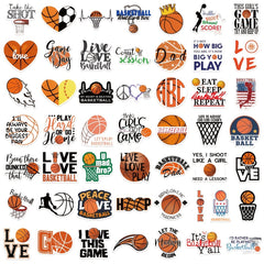 50pcs Basketball Sports Waterproof Stickers for Water Bottles Helmets Scooters