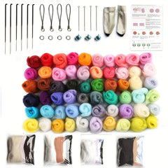 4pcs Needle Felting Kit with Wool Roving Beginner Set for Craft Animal Decor