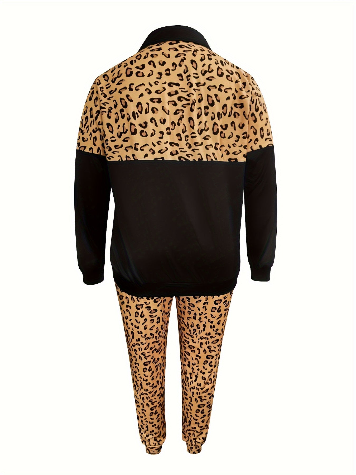 Women's Plus Colorblock Leopard Print 2 Piece Set