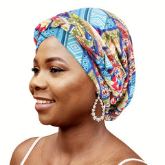 Boho Print Braid Turban Cap Women Stretch Hijab Headwrap