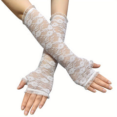 Lace Ruffles Sleeves Long Gloves for Women