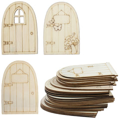 12pcs Mini Fairy Door Wooden Craft Kit Unfinished DIY Fairy House Accessories