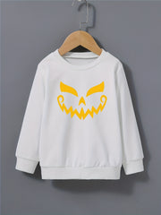 Boys Halloween Pumpkin Sweatshirt Long Sleeve Pullover