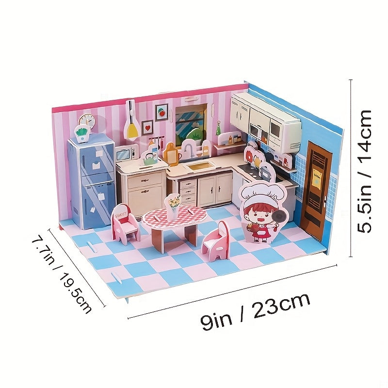 3D Model Kitchen Puzzles DIY Craft Toys for Kids