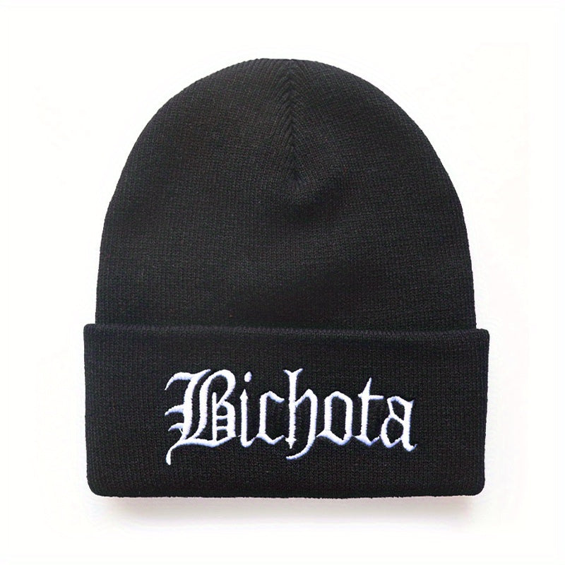 Men's BICHOTA Letter Embroidered Cold Hat Street All match Wool Beanie