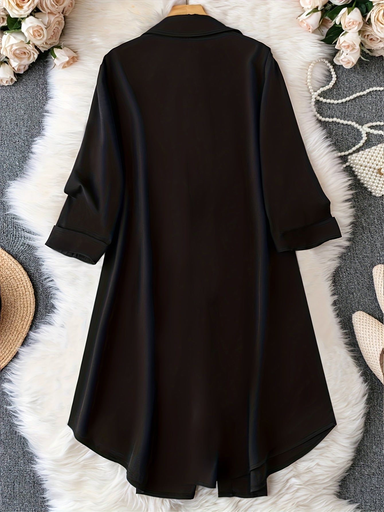Abstract Print Long Sleeve Button Up Shirt Dress