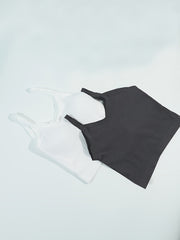 2pcs Ribbed Solid Cami Tops Padded Women's Lingerie