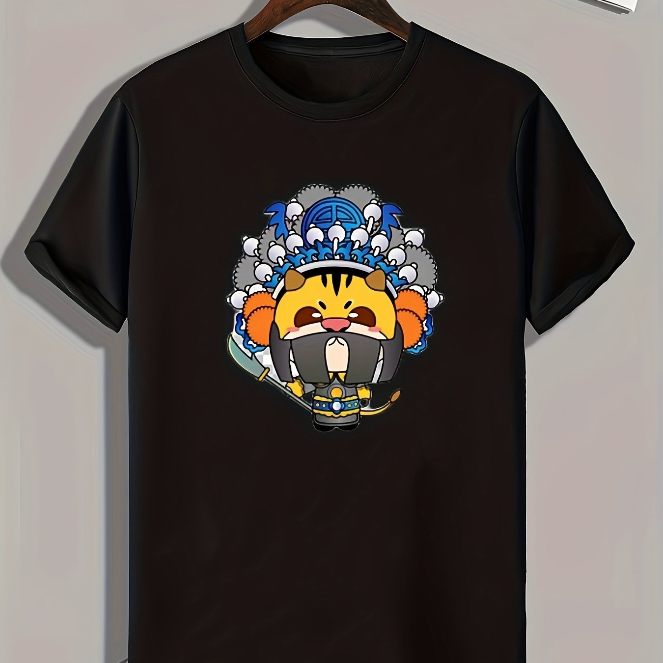 Cartoon Pattern Print Men's Comfy Sports T-Shirt Graphic Tee