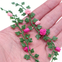 Dollhouse Flower Vine Pink & Green Plastic Mini Garden Scene Frame
