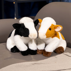 66in Sitting Brown Spotted Cow Plush Toy Soft Stuffed Animal Birthday Gift