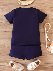 Boys Gamepad Print Short Sleeve Tees & Shorts Set Summer Clothes