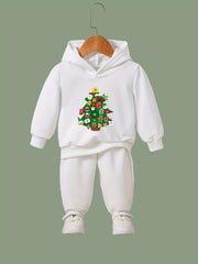 Cartoon Christmas Tree Outfit Girls Hoodie Jogger Pants Set