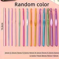 Colorful Aluminum Crochet Hooks Set 2mm-10mm Craft Yarn Knitting Needles Kit