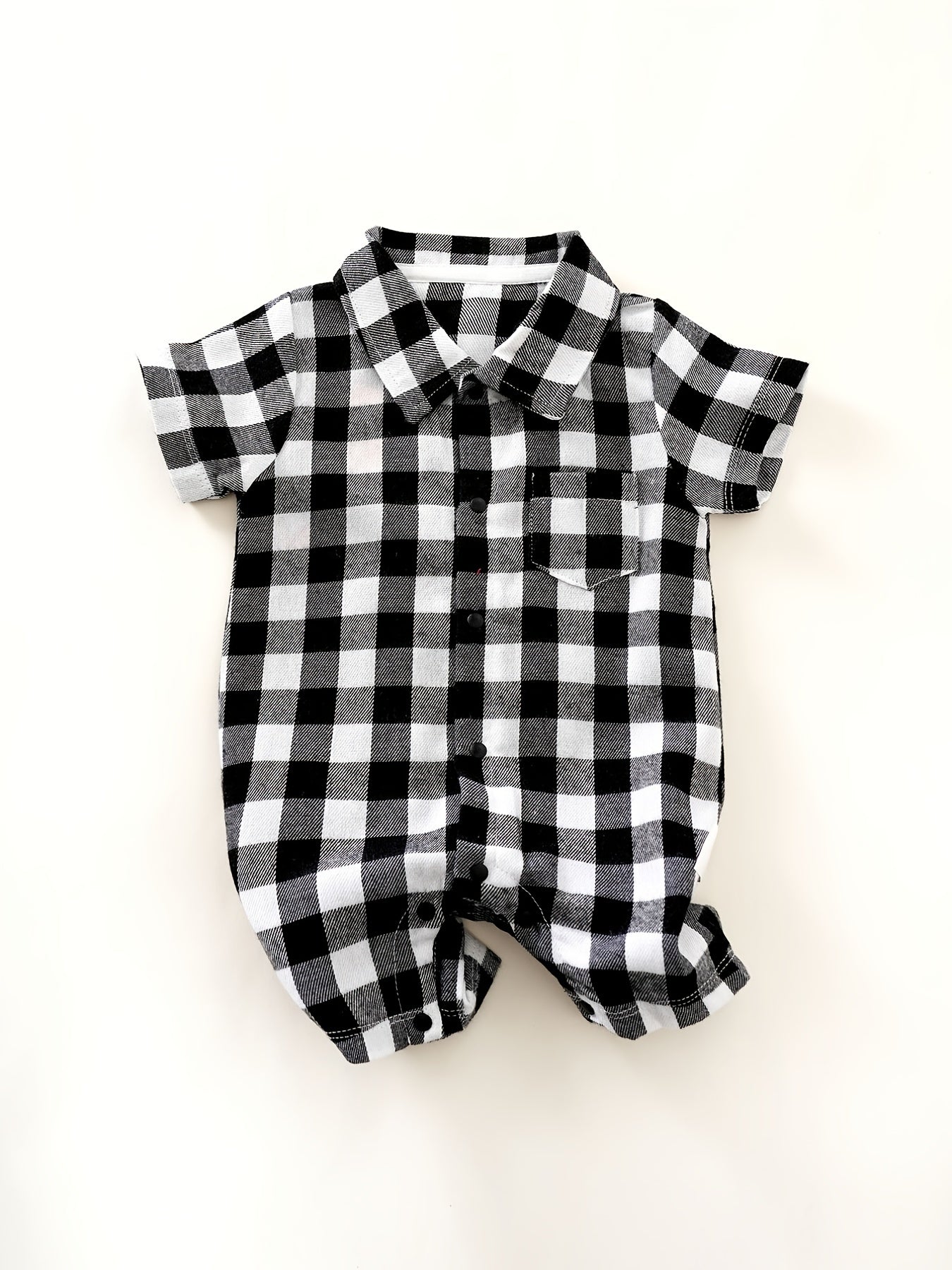 Infant Boys Plaid Jumpsuits Short Sleeve Rompers