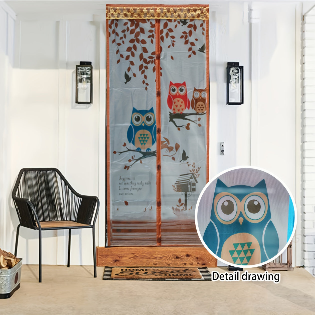 Magnetic Screen Door 91x210cm Owl Design